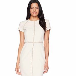 Lace Inset Sheath Midi Dress